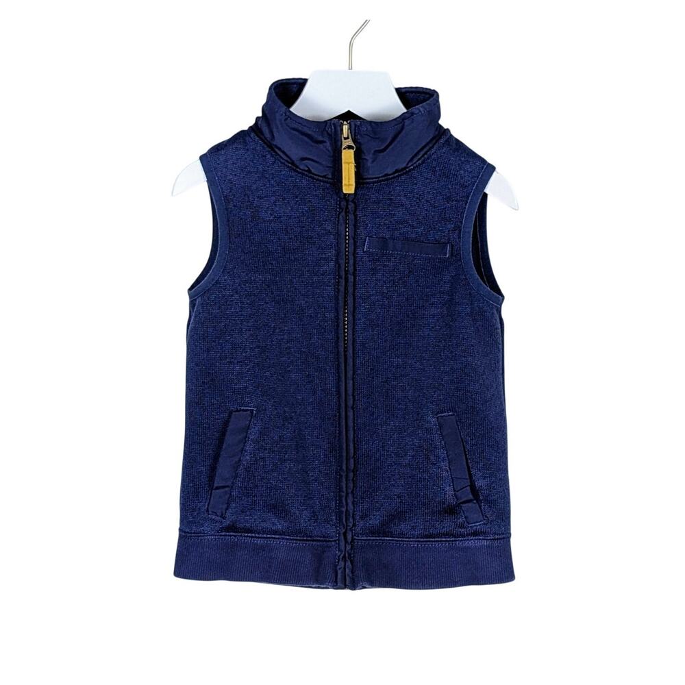 Carter’s Sweater Knit Fleece Vest Boys 4 Navy Blue Full Zip Pockets Preppy